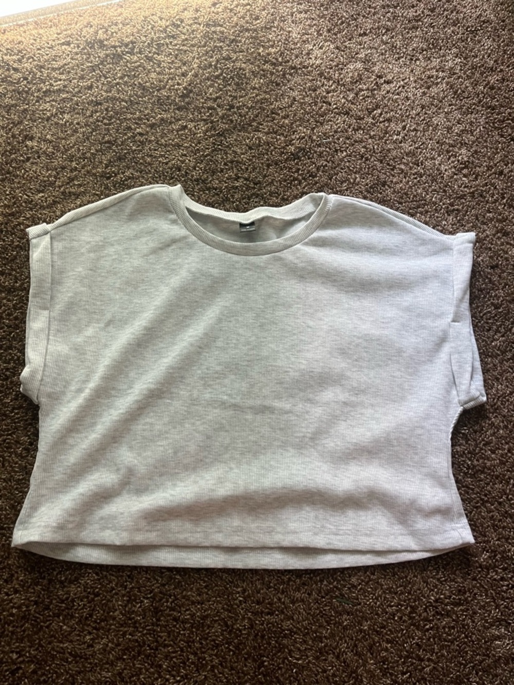 Boxy Short Sleeve Crewneck Top - Light Gray